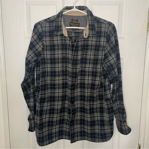 Burton Dryride Blue and Grey Plaid Flannel Button Down Top Medium
